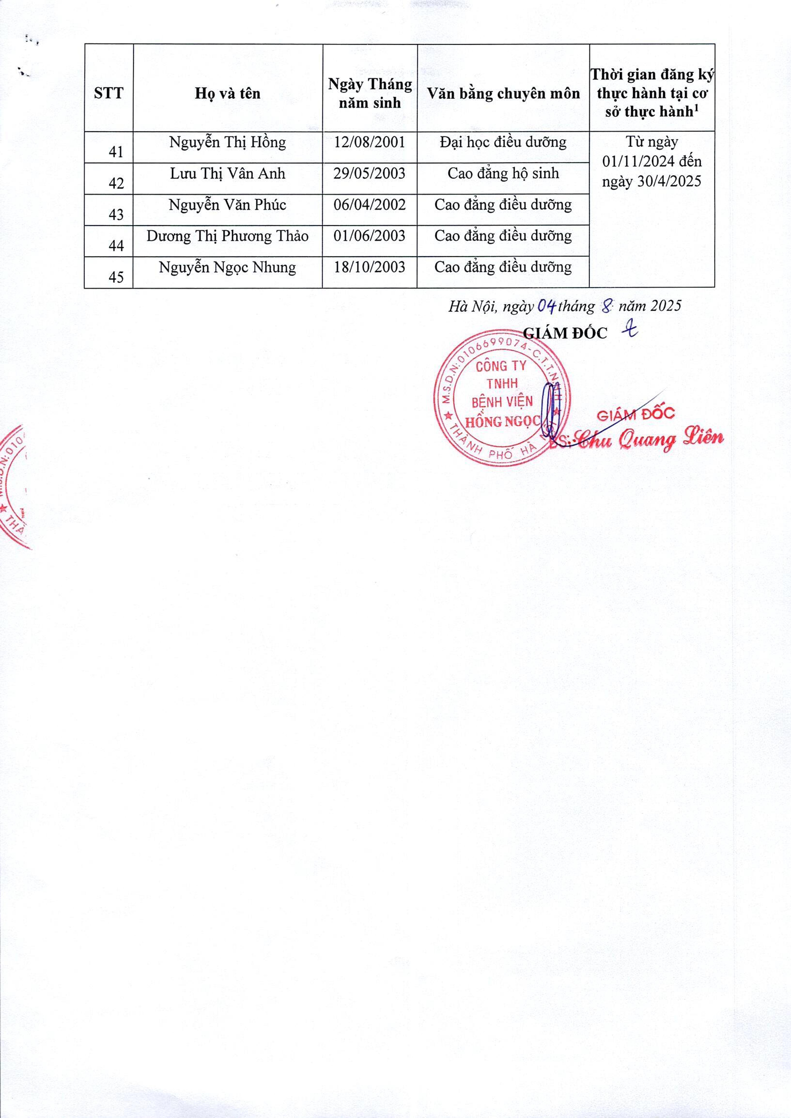 3. Danh Sách Người Hoàn Thành Quá Trình Thực Hành Tính đến Thời điểm 0001 0001   0003