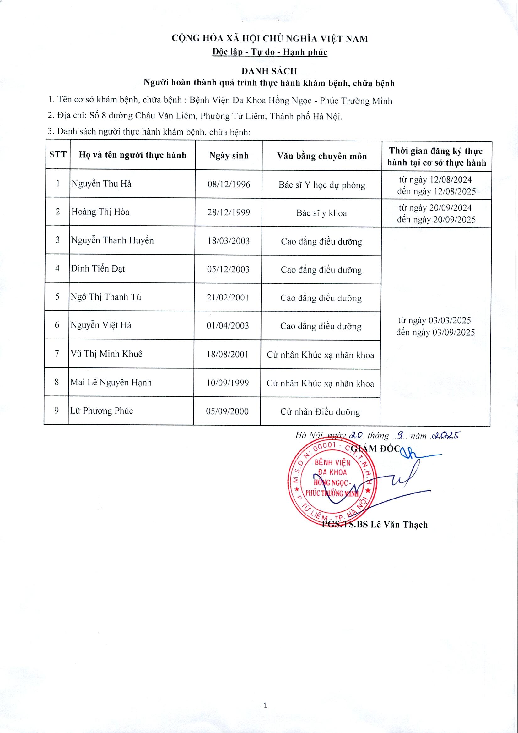 DS Hoàn Thành Thực Hành 20 09